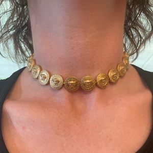 Gold tone Versace Medusa choker